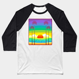 Tropical Sunset with Palm Trees Baseball T-Shirt